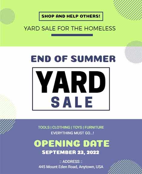 Purple Neon End of Summer Yard Sale Flyer Template