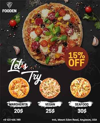 Realistic Fast Food Pizza Flyer Template
