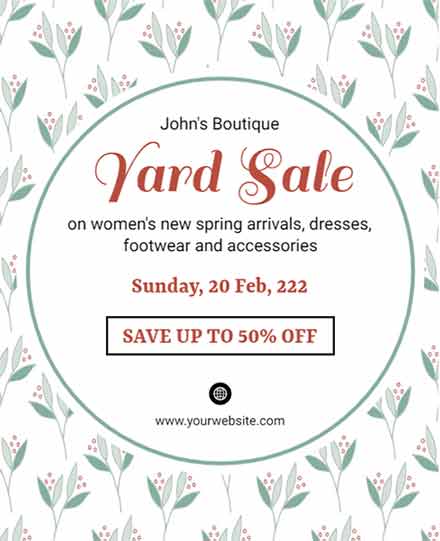 Floral Yard Sale Flyer Template