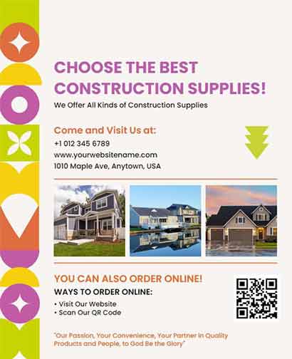 Geometric Construction Supplies Flyer Template