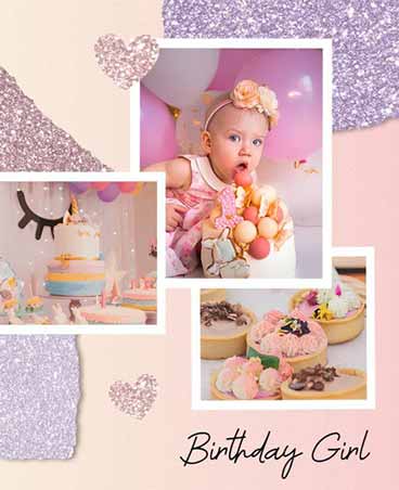 Glitter Birthday Photo Collage Flyer Template