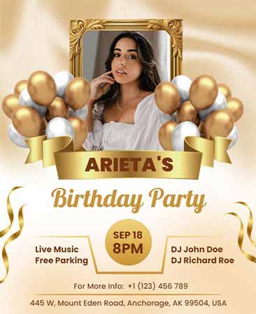 Vintage Birthday Party Flyer Template