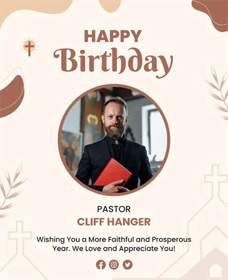 Pastel Happy Birthday Pastor Flyer Template