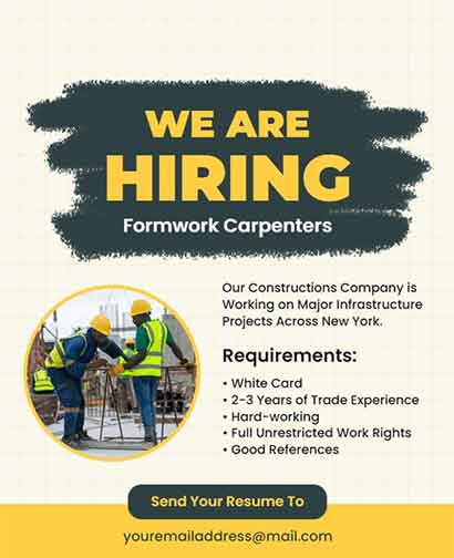 Grunge Hiring Construction Flyer Template
