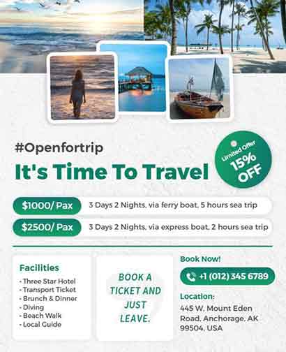Modern Beach Travel Flyer Template