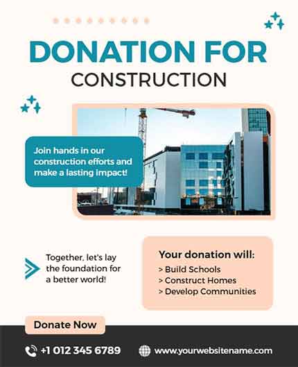 Modern Donation for Construction Flyer Template