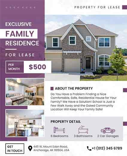 Modern Property for Lease Real Estate Flyer Template