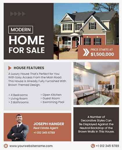 Creative Real Estate Home for Sale Flyer Template