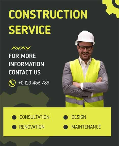 Neon Construction Company Flyer Template