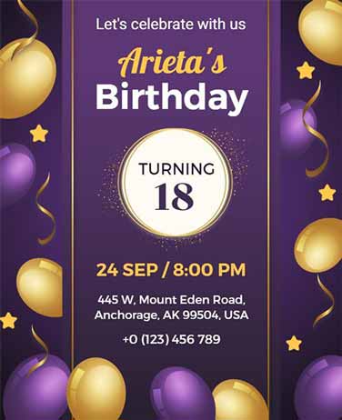 Gradient 18th Birthday Flyer Template