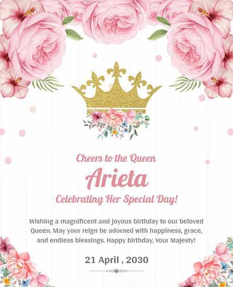 Floral Queen Birthday Wish Flyer Template