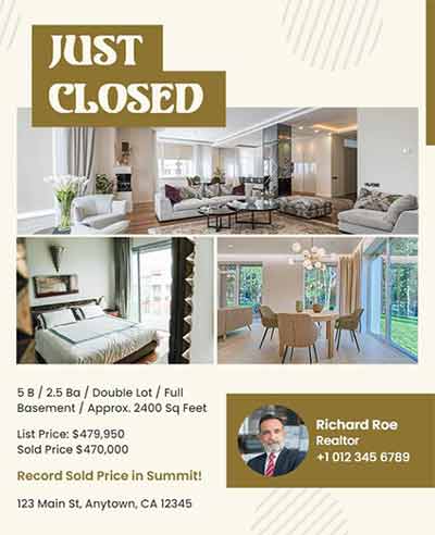 Vintage Real Estate Just Closed Flyer Template