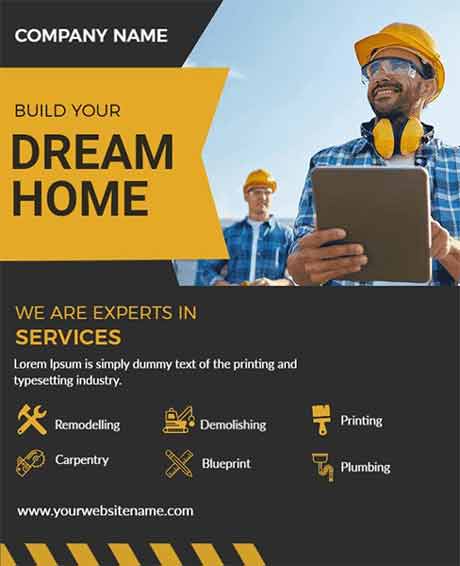 Artistic Construction Flyer Template