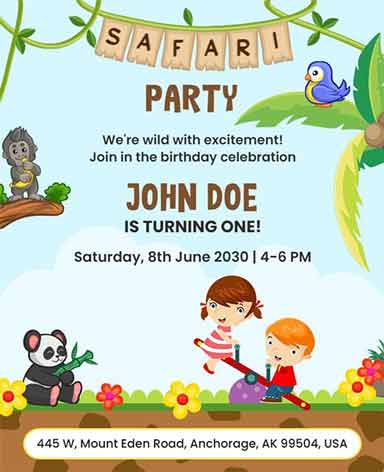 Safari Abstract Birthday Party Flyer Template