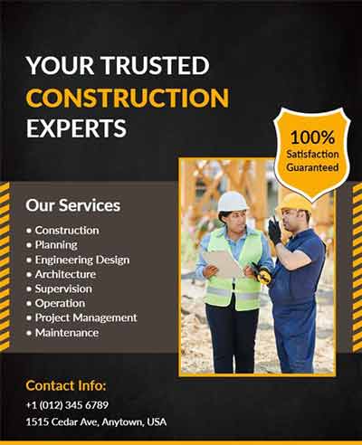 Simple Construction Company Flyer Template