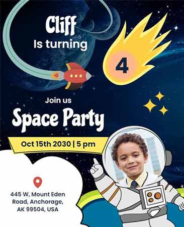 Vector Space Birthday Party Flyer Template