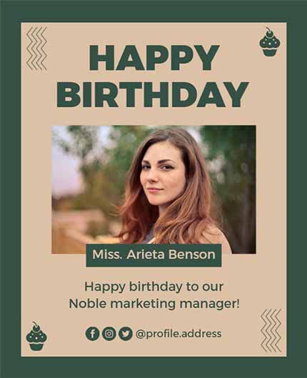 Retro Employee Birthday Flyer Template