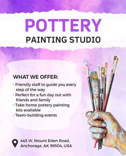 Papercut Pottery Painting Flyer Template