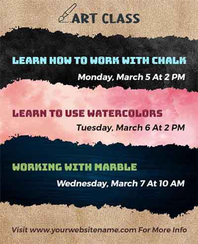 Vintage Watercolors Art Class Flyer Template