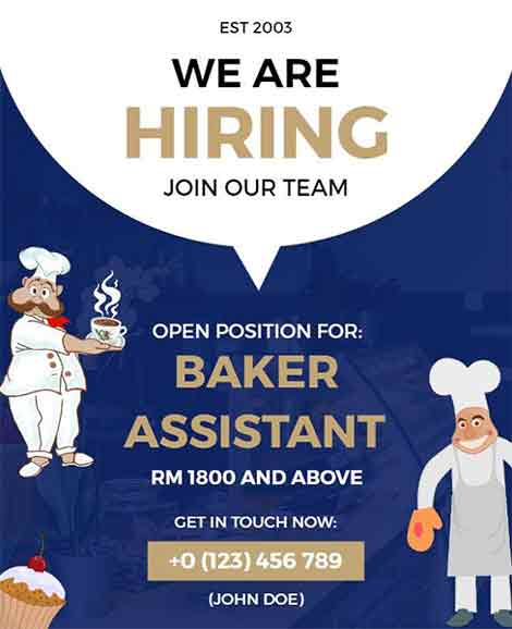 Retro We Are Hiring Bakery Flyer Template