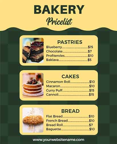 Retro Bakery Pricelist Flyer Template