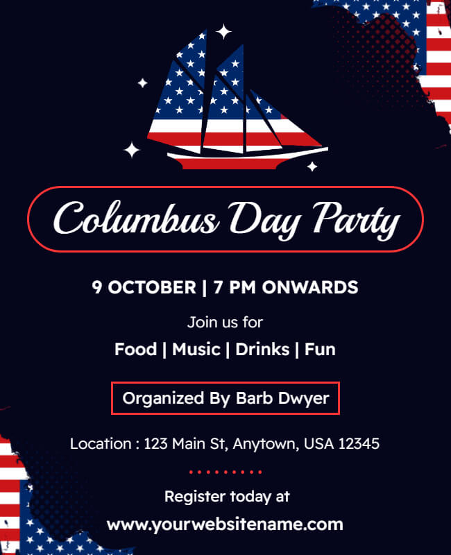 Columbus Day Party Flyer