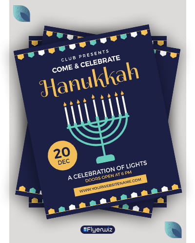 Hanukkah Flyer Template for Community Party