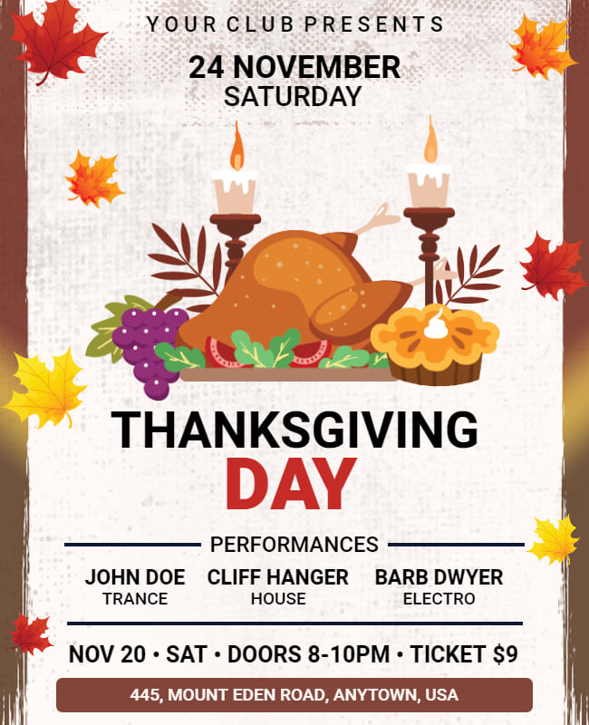 Traditional Thanksgiving Feast Flyer Template