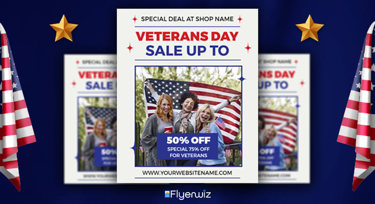 Veterans day flyer template for shopkeeper download