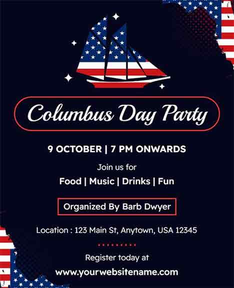 Abstract Columbus Day Party Flyer Template
