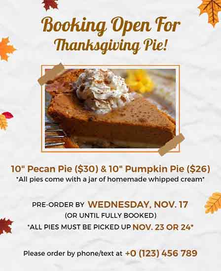 Festive Booking Open for Thanksgiving Flyer Template