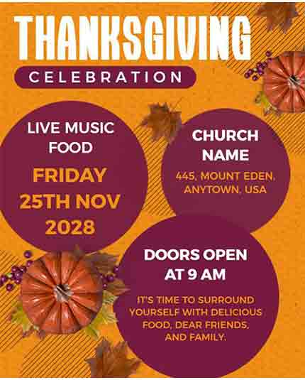 Retro Church Thanksgiving Celebration Flyer Template