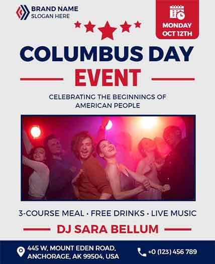 Gray Vector Columbus Day Event Flyer Template