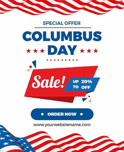Elegant Columbus Day Sale Promotional Flyer Template
