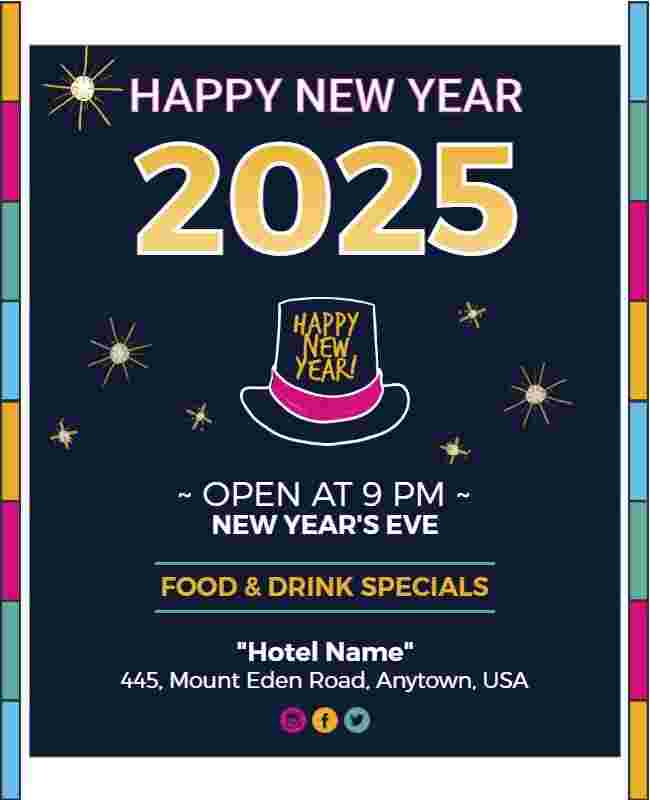 dew and twilight blue new year eve flyer template