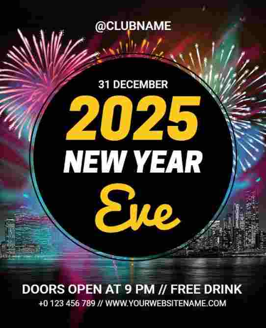 greenish blue New Year Eve flyer template