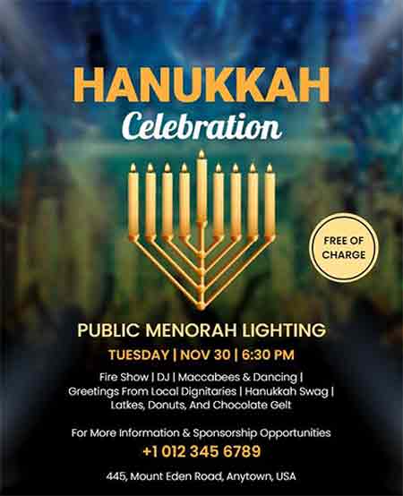 gradient Hanukkah celebration flyer template