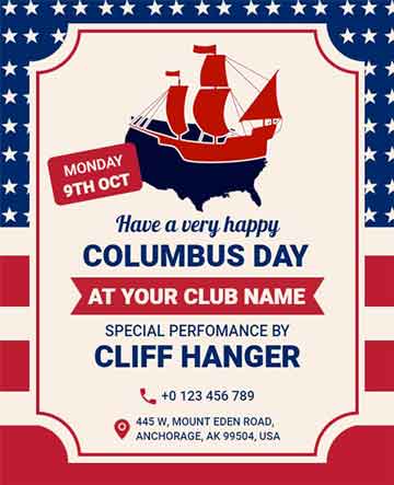 Illustrative Happy Columbus Day Flyer Template