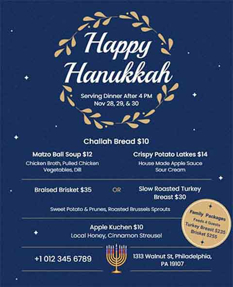 happy Hanukkah flyer template