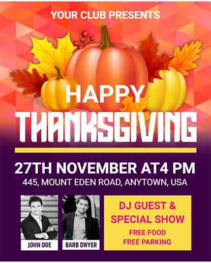 Neon Happy Thanksgiving Giveaway Flyer Template