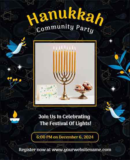elegant Hanukkah party flyer templates