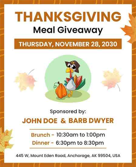White Artistic Thanksgiving Turkey Drive Flyer Template
