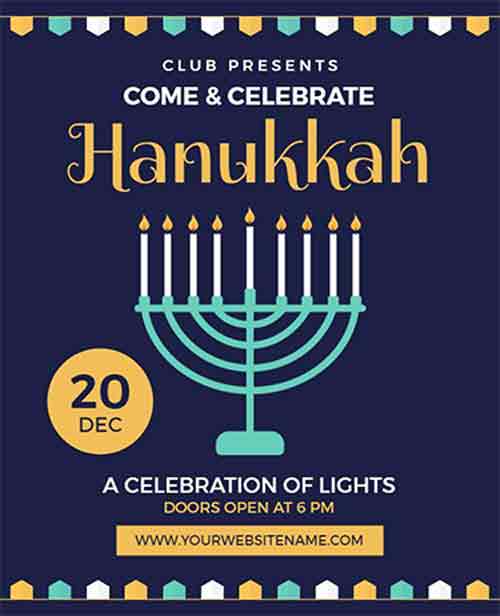 Hanukkah celebration flyer template