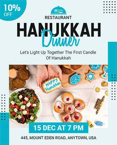 Hanukkah flyer templates for dinner