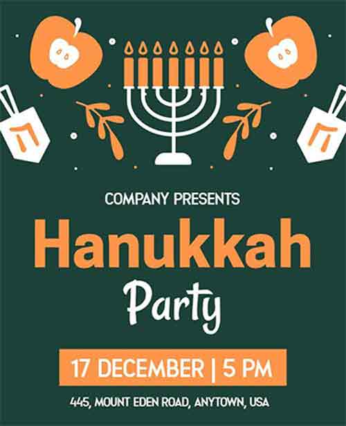 minimalist Hanukkah party flyer template