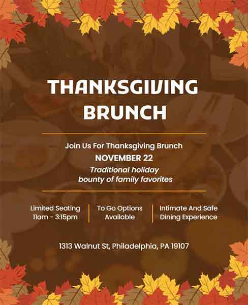 Gradient Thanksgiving Flyer Templates for Brunch 