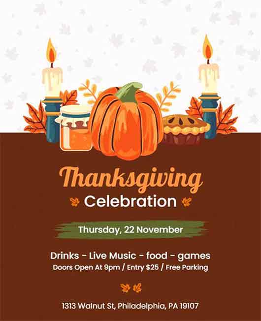 Retro Thanksgiving Celebration Flyer Template