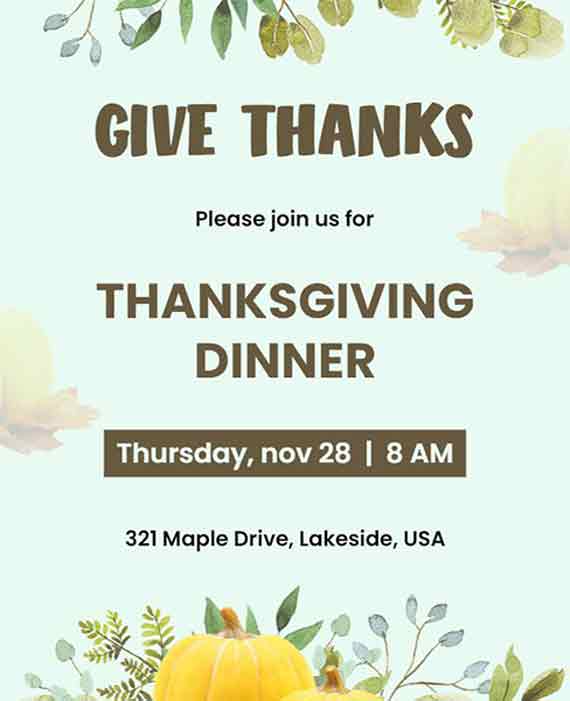 Bold Typography Thanksgiving Dinner Flyer Template