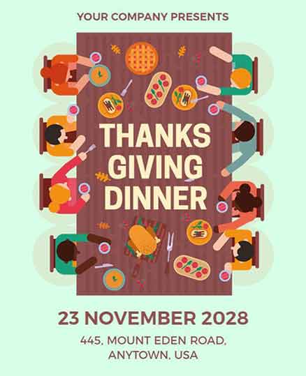 Pastel Thanksgiving Dinner Flyer Template