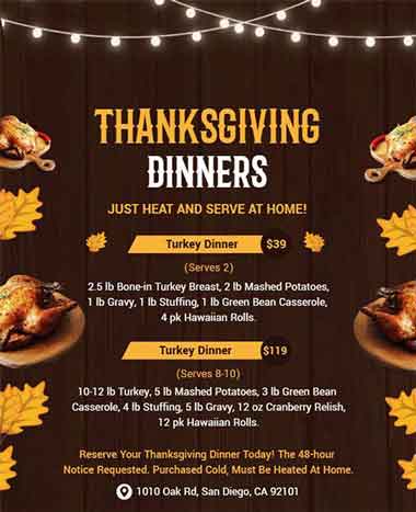 Vintage Thanksgiving Dinners Flyer Template